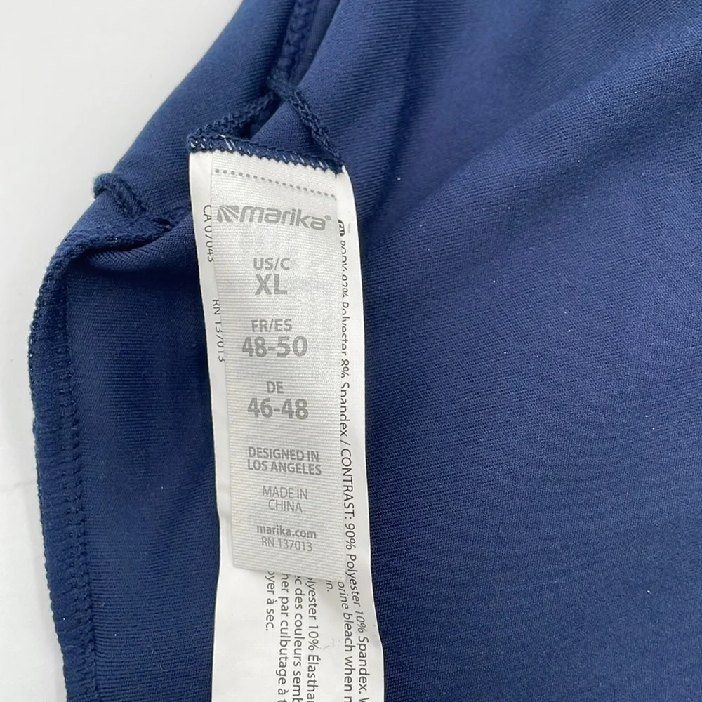 Marika Flex Navy & Metallic Silver Sports Bra Low Impact‎ Removable Bra Pads